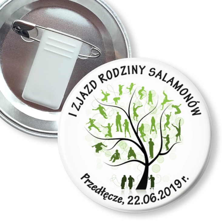 przypinka z żabką i agrafką I Zjazd Rodziny Salomonów