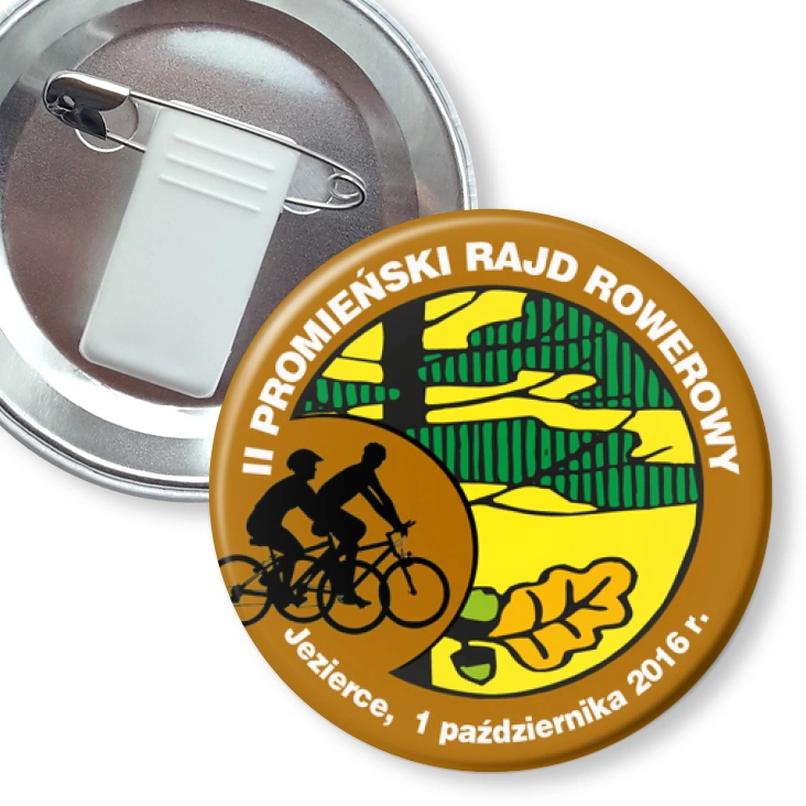 przypinka z żabką i agrafką II Promieński Rajd Rowerowy