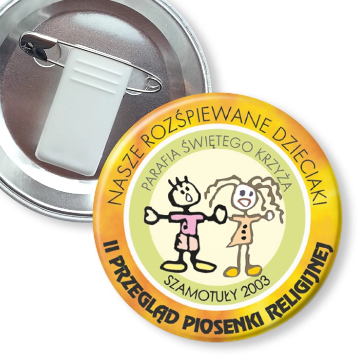 przypinka z żabką i agrafką II Przegląd Piosenki Religijnej w Szamotułach