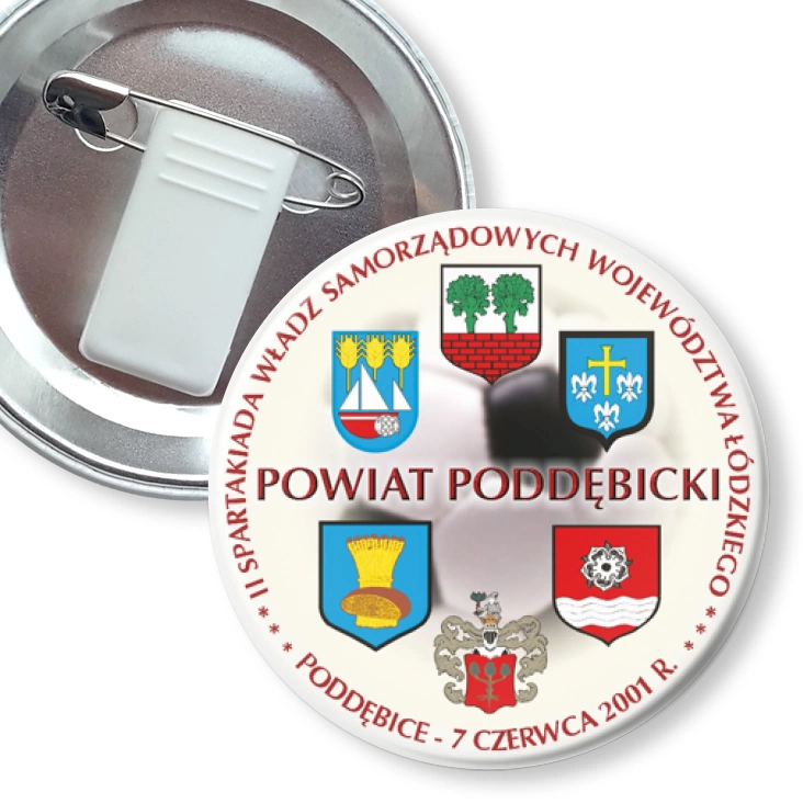 przypinka z żabką i agrafką II Spartakiada Władz Samorządowych Województwa Łódzkiego