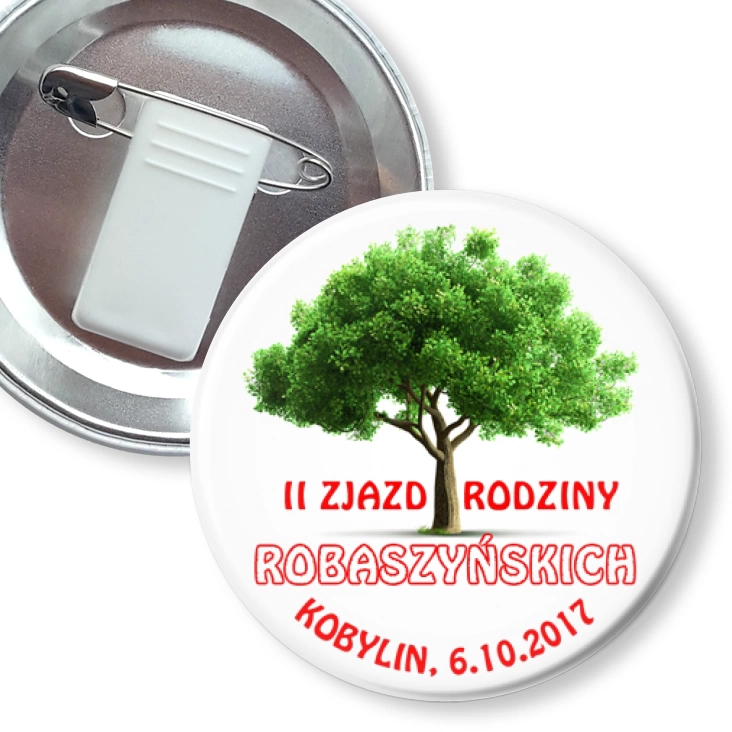 przypinka z żabką i agrafką II Zjazd Rodziny Robaszyńskich