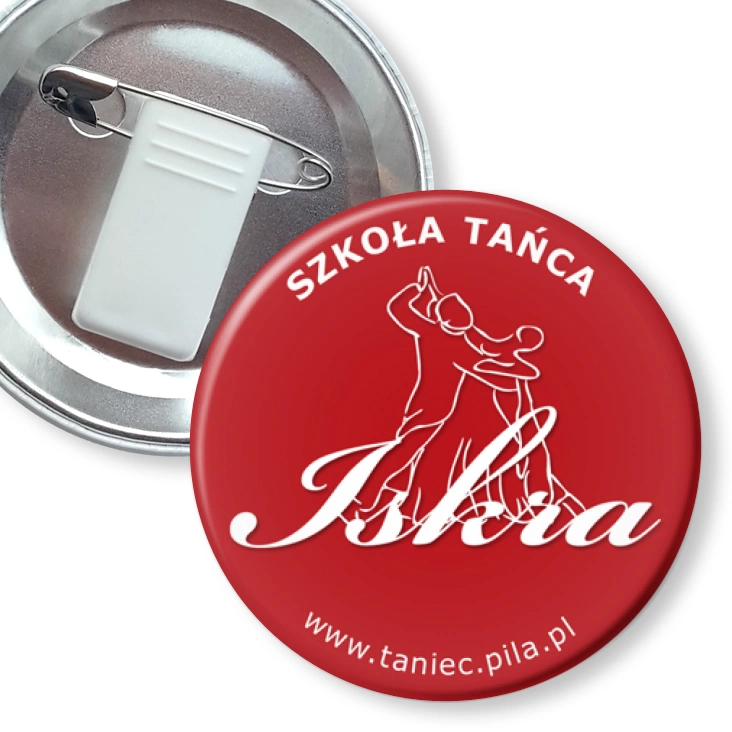 przypinka z żabką i agrafką Iskra
