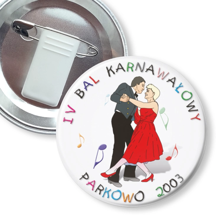 przypinka z żabką i agrafką IV Bal Karnawałowy w Parkowie