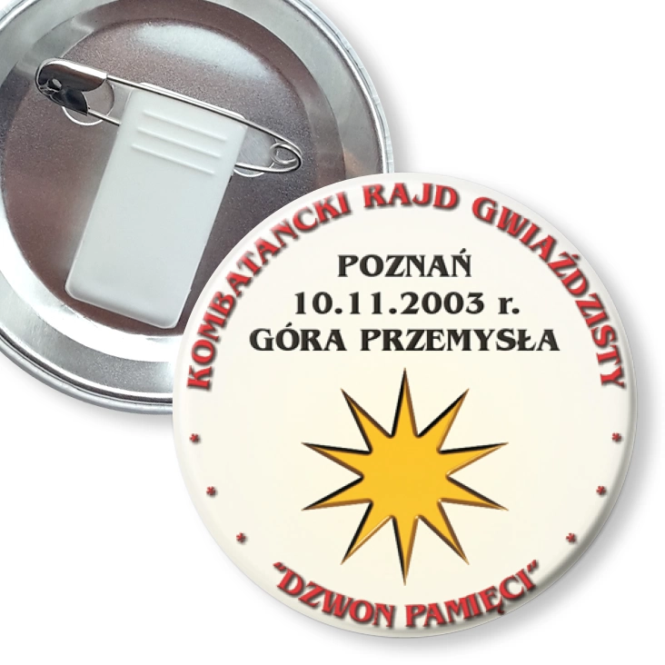 przypinka z żabką i agrafką Kombatancki Rajd Gwiaździsty