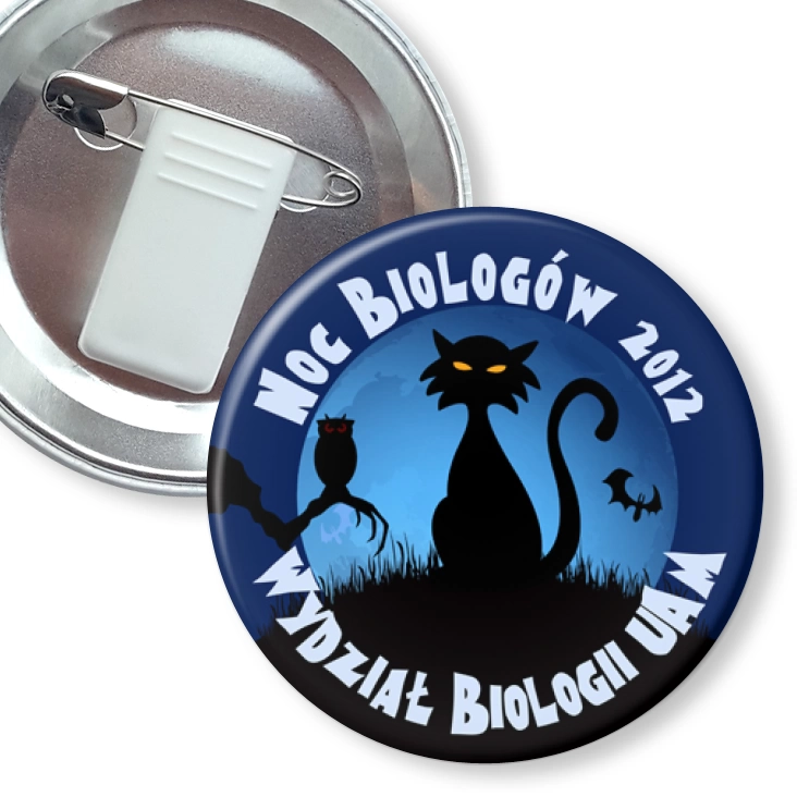 przypinka z żabką i agrafką Noc Biologów 2012