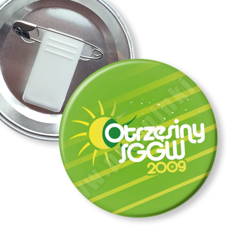 przypinka z żabką i agrafką Otrzęsiny SGGW 2009