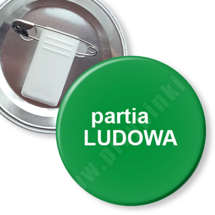 przypinka z żabką i agrafką Partia ludowa