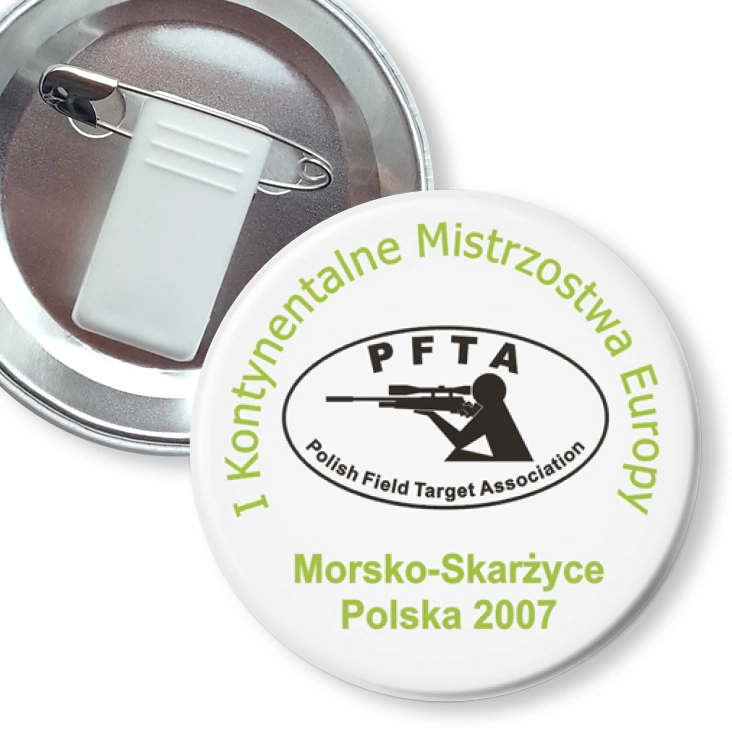 przypinka z żabką i agrafką PFTA - I Kontynentalne Mistrzostwa Europy