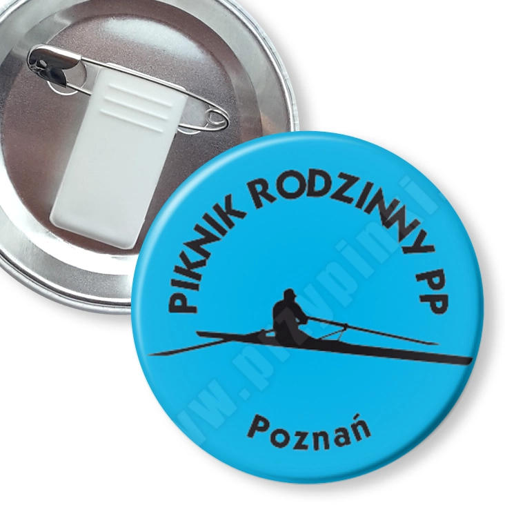 przypinka z żabką i agrafką Piknik Rodzinny PP