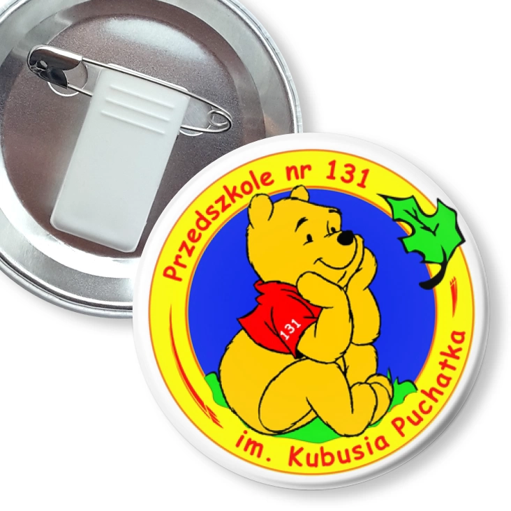 przypinka z żabką i agrafką Przedszkole nr 131