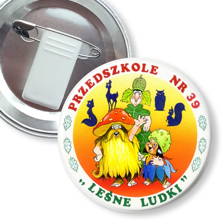przypinka z żabką i agrafką Przedszkole nr 39