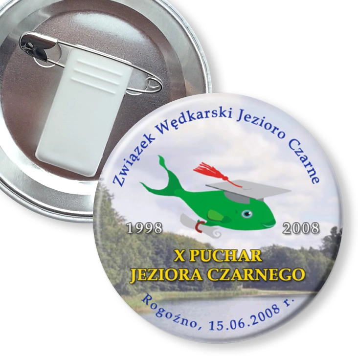 przypinka z żabką i agrafką Puchar Jeziora Czarnego