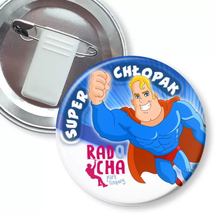 przypinka z żabką i agrafką Radocha - Super Chłopak