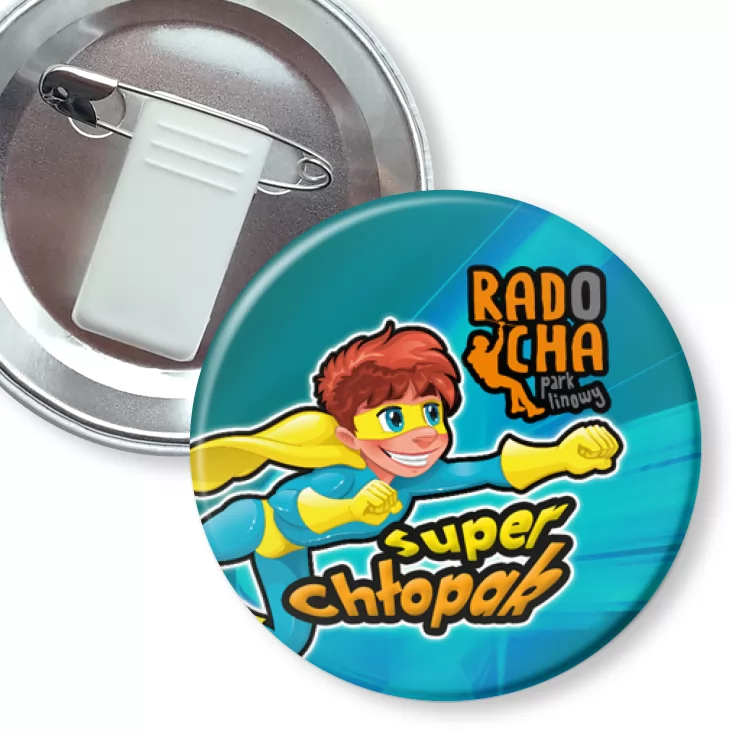 przypinka z żabką i agrafką Radocha - Super Chłopak