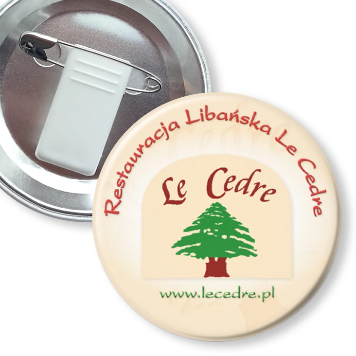 przypinka z żabką i agrafką Restauracja Libańska Le Cedre