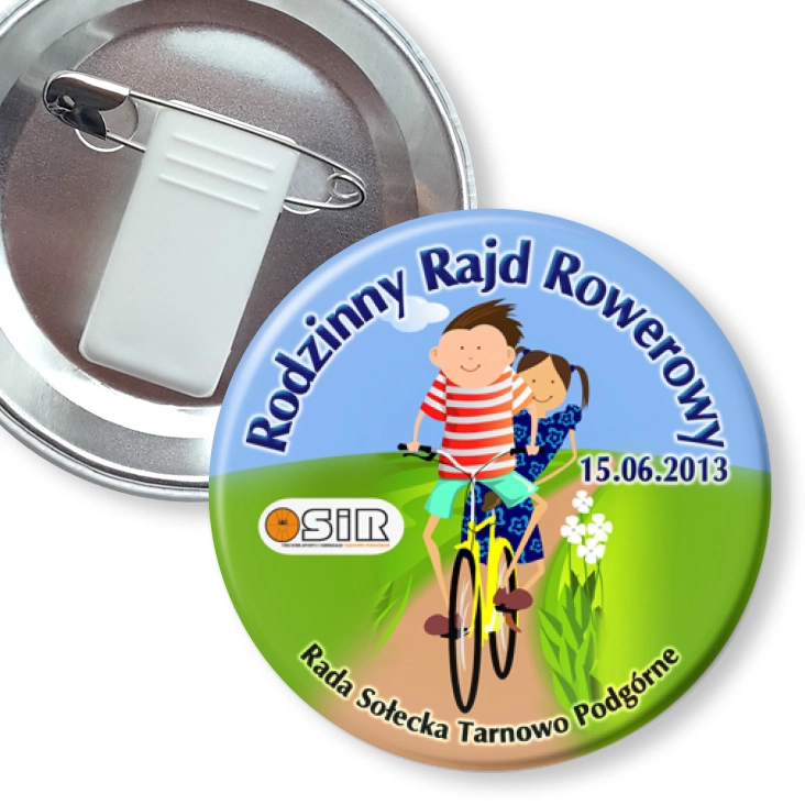 przypinka z żabką i agrafką Rodzinny Rajd Rowerowy 2013