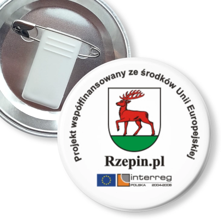 przypinka z żabką i agrafką Rzepin.pl