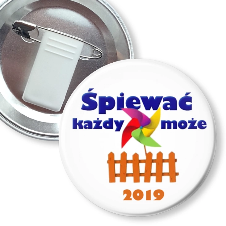 przypinka z żabką i agrafką Śpiewać każdy może
