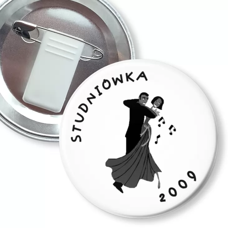 przypinka z żabką i agrafką Studniówka 2009
