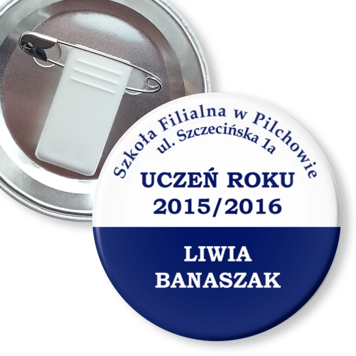 przypinka z żabką i agrafką Szkoła Filialna w Pilchowie 