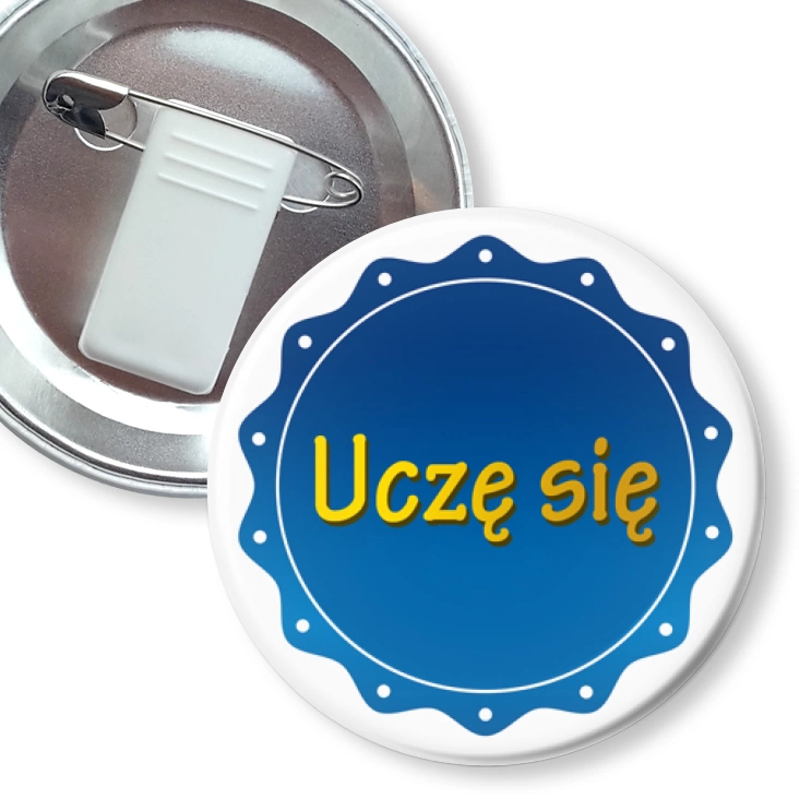 przypinka z żabką i agrafką Uczę się