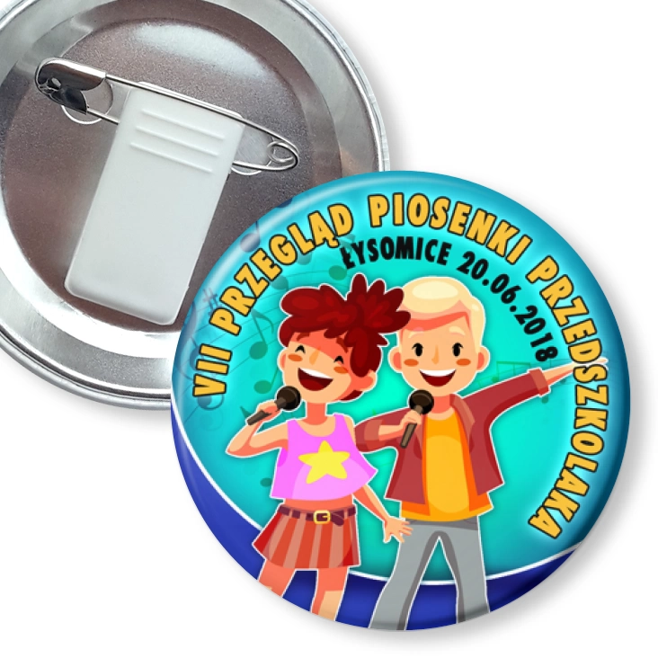 przypinka z żabką i agrafką VII Przegląd Piosenki Przedszkolnej