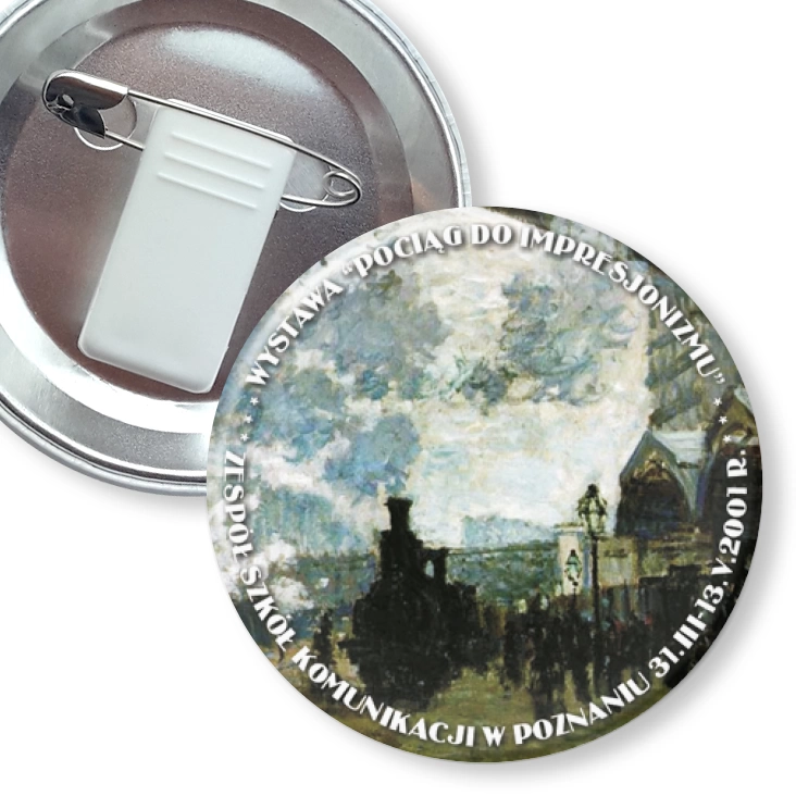 przypinka z żabką i agrafką Wystawa Pociąg do impresjonizmu
