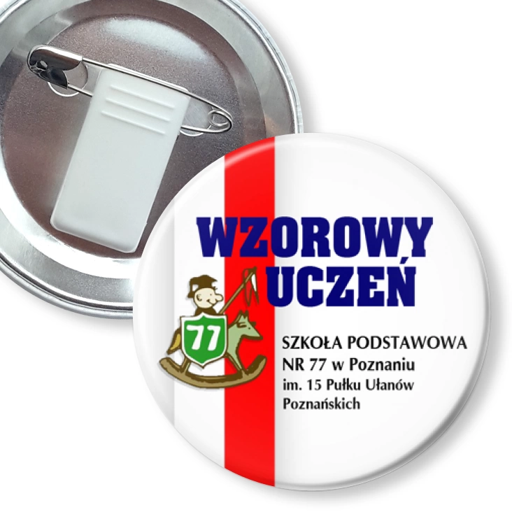 przypinka z żabką i agrafką Wzorowy Uczeń