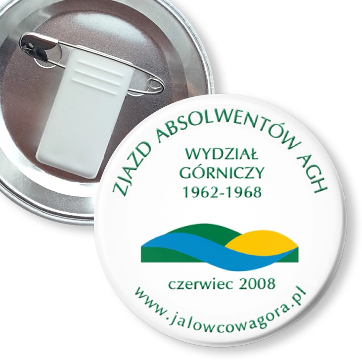 przypinka z żabką i agrafką Zjazd Absolwentów AGH