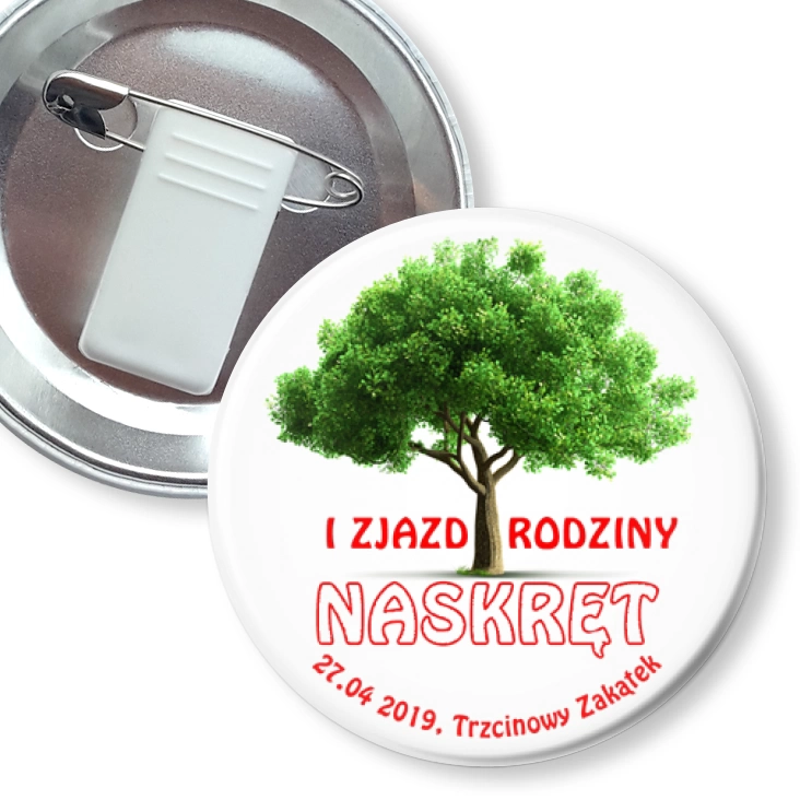 przypinka z żabką i agrafką Zjazd rodziny Naskręt