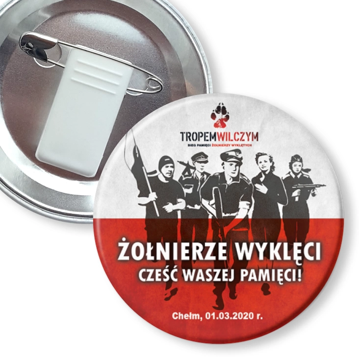 przypinka z żabką i agrafką Żołnierze wyklęci, Chełm