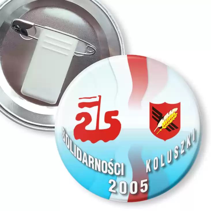 przypinka z żabką i agrafką 25-lecie Solidarności - Koluszki 2005