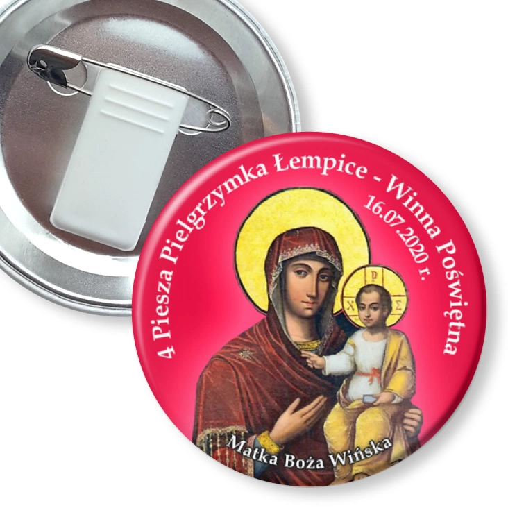 przypinka z żabką i agrafką 4 Piesza Pielgrzymka Łempice