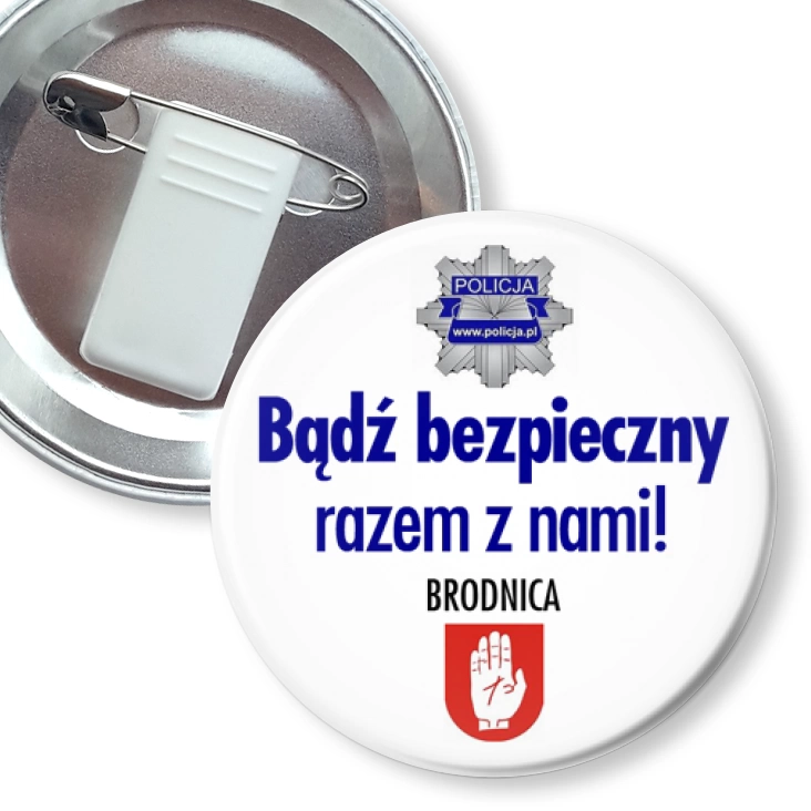 przypinka z żabką i agrafką Bądź bezpieczny