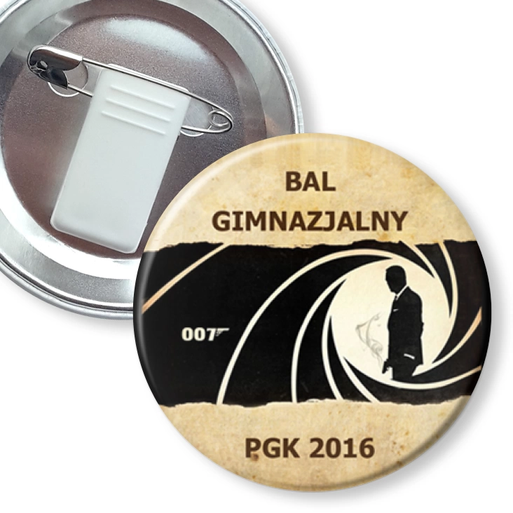przypinka z żabką i agrafką Bal gimnazjalny