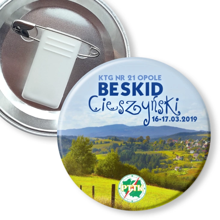 przypinka z żabką i agrafką Beskid Cieszyński