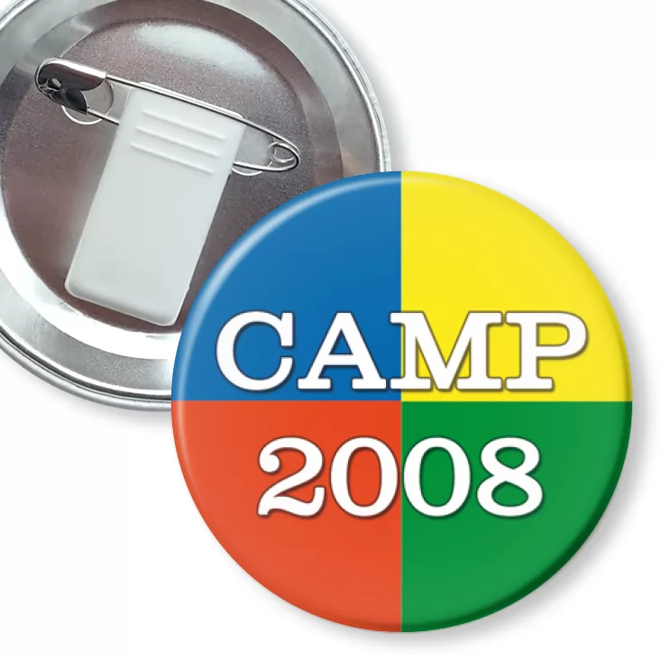przypinka z żabką i agrafką Camp 2008