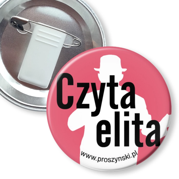 przypinka z żabką i agrafką Czyta elita