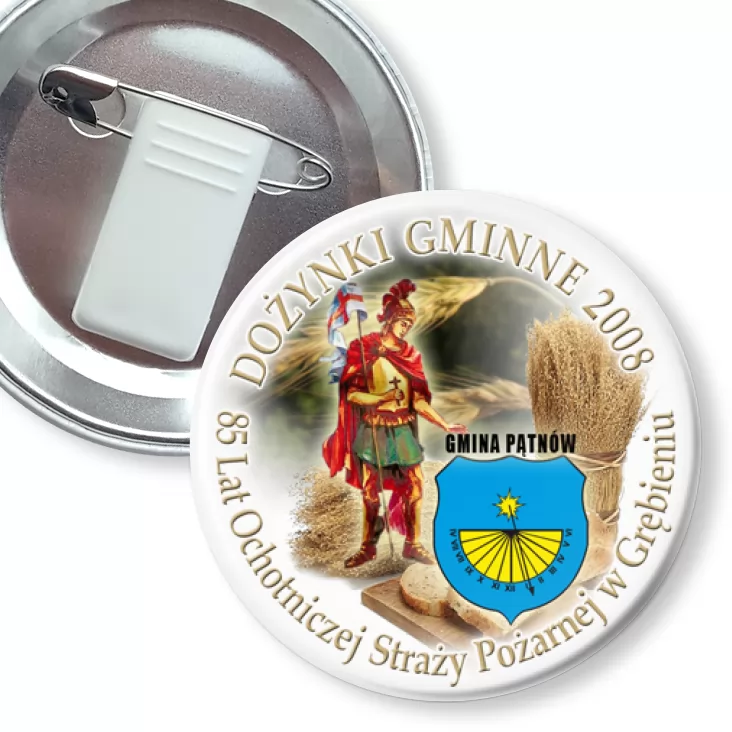 przypinka z żabką i agrafką Dożynki Gminne Płońsk 2008