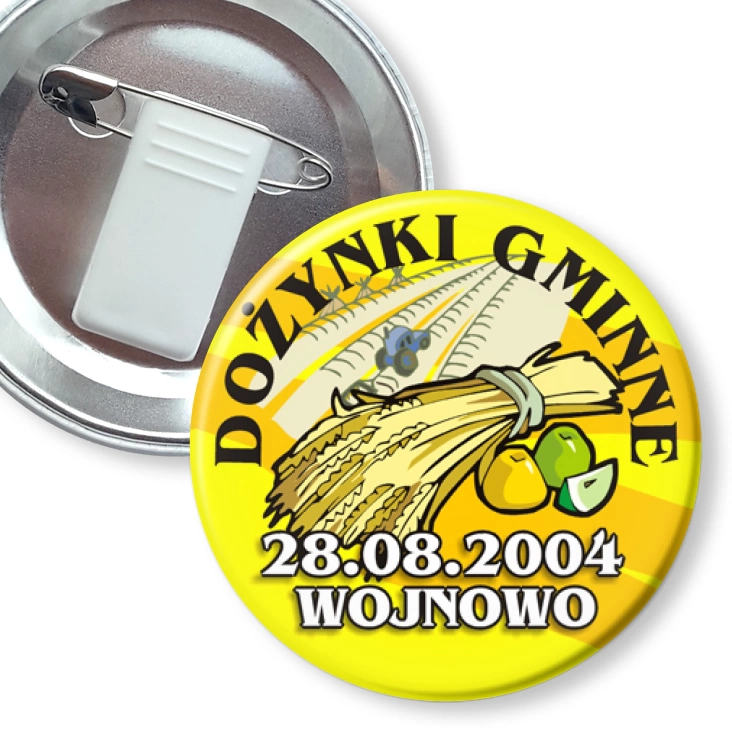 przypinka z żabką i agrafką Dożynki gminne w Wojnowie