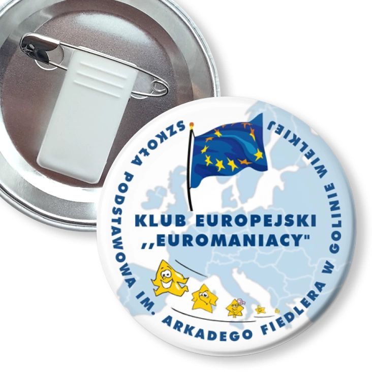 przypinka z żabką i agrafką Euromaniacy
