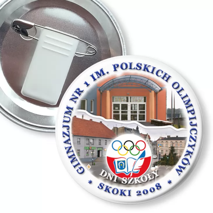 przypinka z żabką i agrafką Gimnazjum Skoki - Dni Szkoły