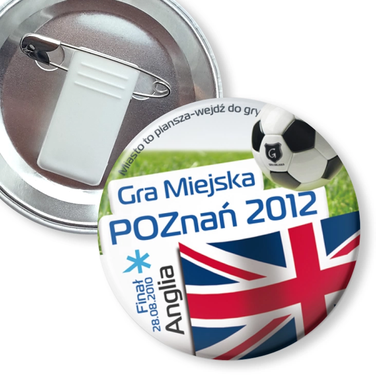 przypinka z żabką i agrafką Gra Miejska - Poznań 2012 - Anglia