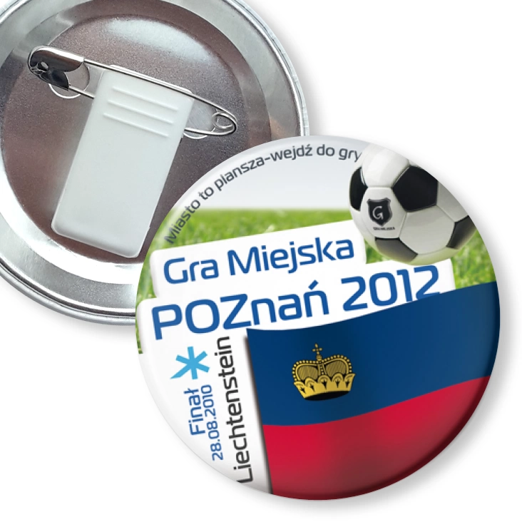 przypinka z żabką i agrafką Gra Miejska - Poznań 2012 - Lichtenstein