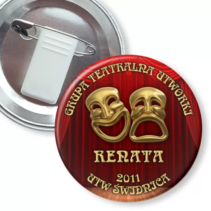 przypinka z żabką i agrafką Grupa Teatralna Utworki