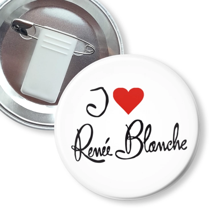 przypinka z żabką i agrafką I love Renee Blanche