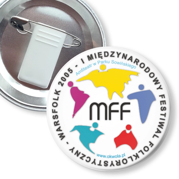 przypinka z żabką i agrafką I Międzynarodowy Festiwal Folklorystyczny