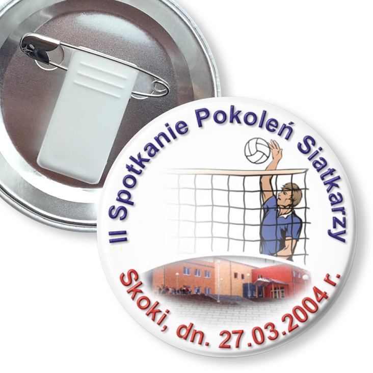 przypinka z żabką i agrafką II Spotkanie Pokoleń Siatkarzy