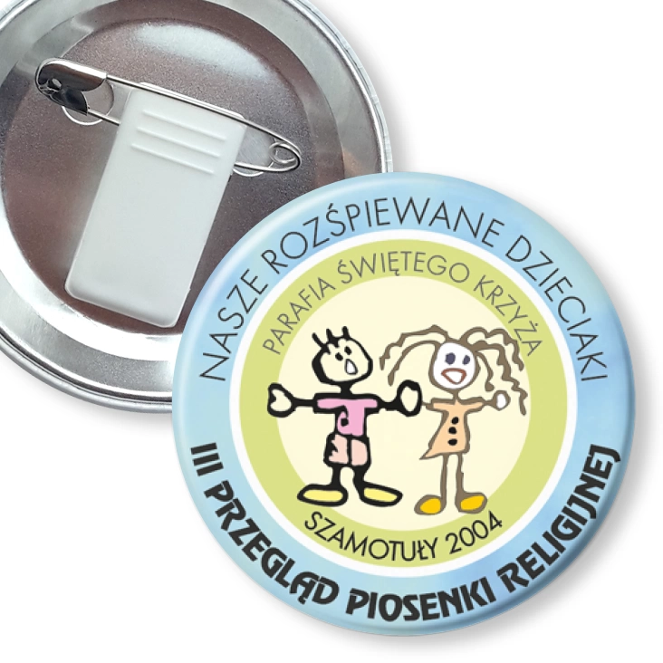 przypinka z żabką i agrafką III Przegląd Piosenki Religijnej w Szamotułach