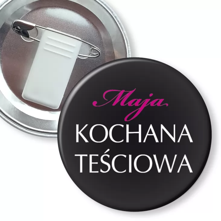 przypinka z żabką i agrafką Kochana teściowa